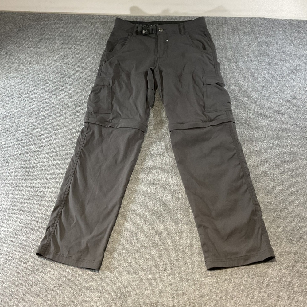 Prana Zion Convertible Cargo Hiking Pants Mens 30x32 Gray Zip Off Shorts